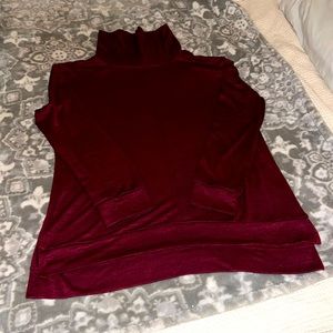 A New Day, maroon tunic with drapery mock neck, size Medium